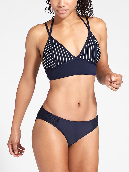 Athleta Womens Stripe Bralette Bikini Size S - Dress Blue