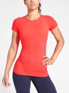Athleta Womens Finish Fast Textured Tee Size L - Red It Neon