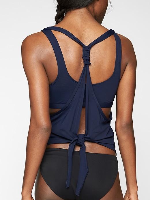 Athleta Womens Back Tie Blousy Tankini Top Dress Blue Size Xl