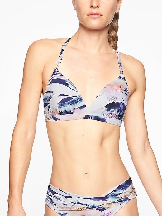 Athleta Womens Vivid Prism Back Molded Bikini Top Dress Blue Size L