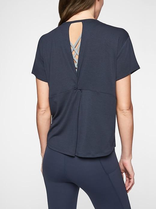 Athleta Womens Cloudlight Open Back Tee Navy Size M