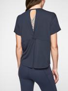Athleta Womens Cloudlight Open Back Tee Navy Size M