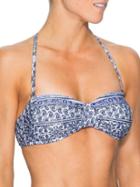 Athleta Womens Bells Beach Bandeau Bikini Size L - Wildflower Blue