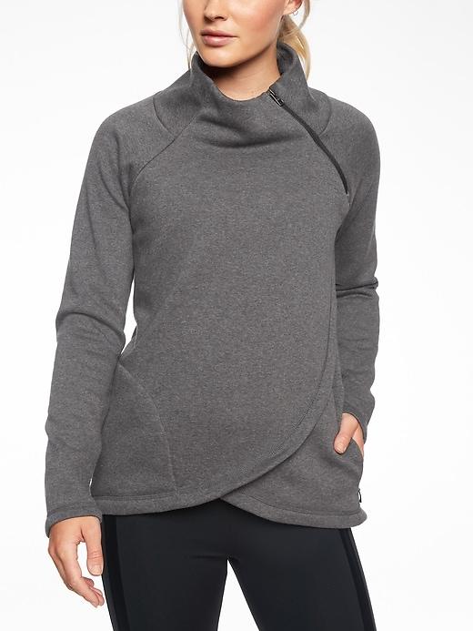 Athleta Womens Cozy Karma Asym Pullover Charcoal Heather Size Xs