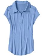 Athleta Womens Swing Time Polo Size M Tall - Wildflower Blue