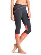 Athleta Womens Vibe Relay Capri Size L Petite - Flint Grey/coral Sizzle