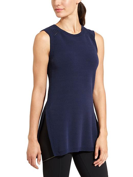 Athleta Womens Long And Lean Sweater Vest Size L - Dress Blue