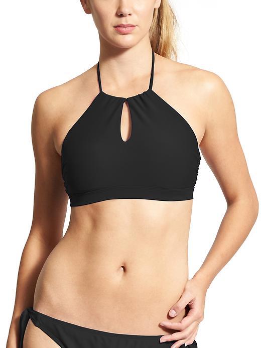Athleta Womens High Neck Keyhole Bikini Size M - Black