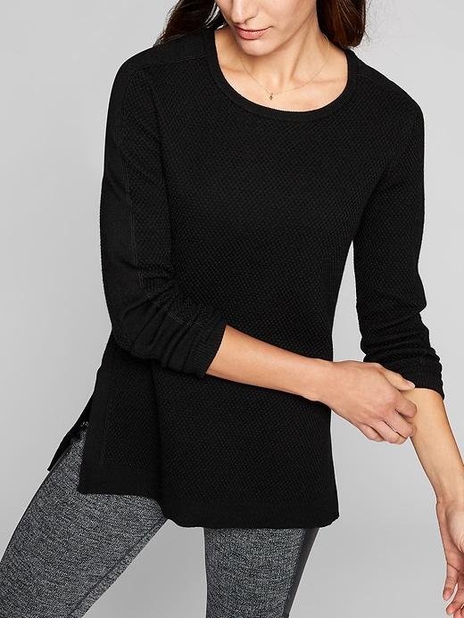 Athleta Womens Thermal Honeycomb Sweater Size L - Black
