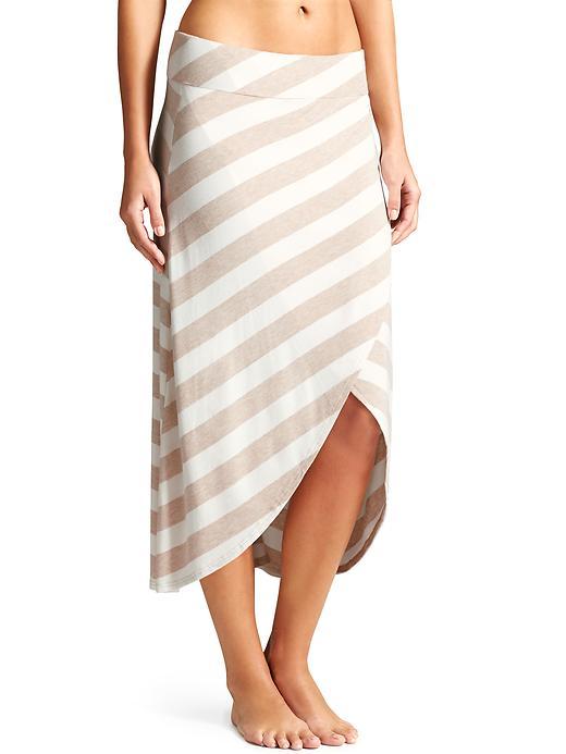 Athleta Womens Ribbon Stripes Skirt Size L - Ecru Heather/bright White