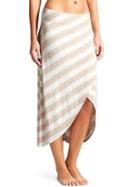 Athleta Womens Ribbon Stripes Skirt Size L - Ecru Heather/bright White