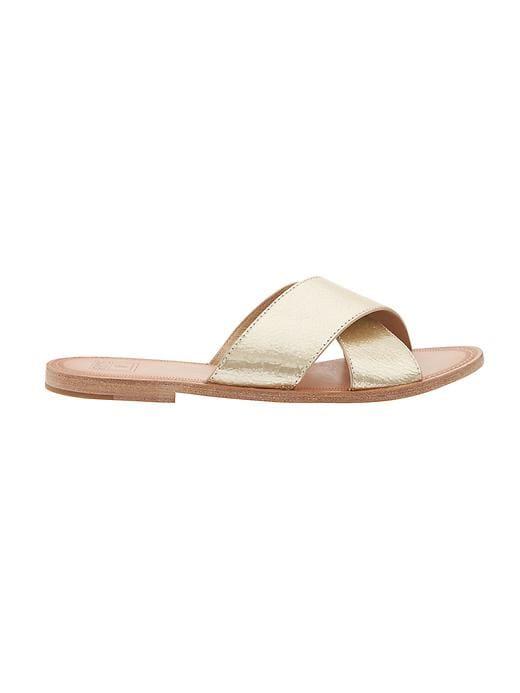 Athleta Womens Ruth Criss Cross Slide By Frye Gold Size 8.5