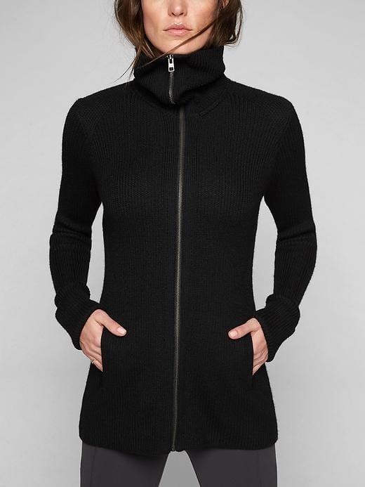 Athleta Womens Sleek Sweater Coat Size L - Black
