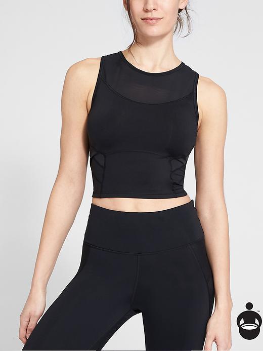 Athleta Womens Mesh Cropped Stealth Tank Size S Tall - Black