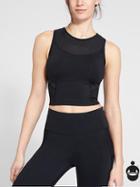 Athleta Womens Mesh Cropped Stealth Tank Size S Tall - Black