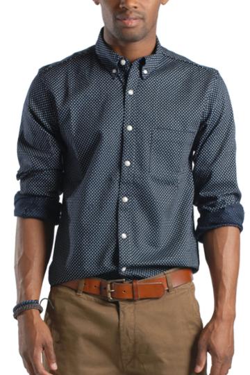 Polkadot Clean Seam Shirt In Navy