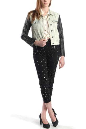 Denim Jacket With Contrast Sleeve