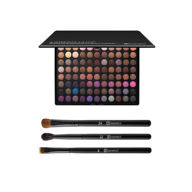 Bh Cosmetics Daily Deal - Urban Luxe 99 Color Eyeshadow Palette + Blending Eye Trio Brush Set