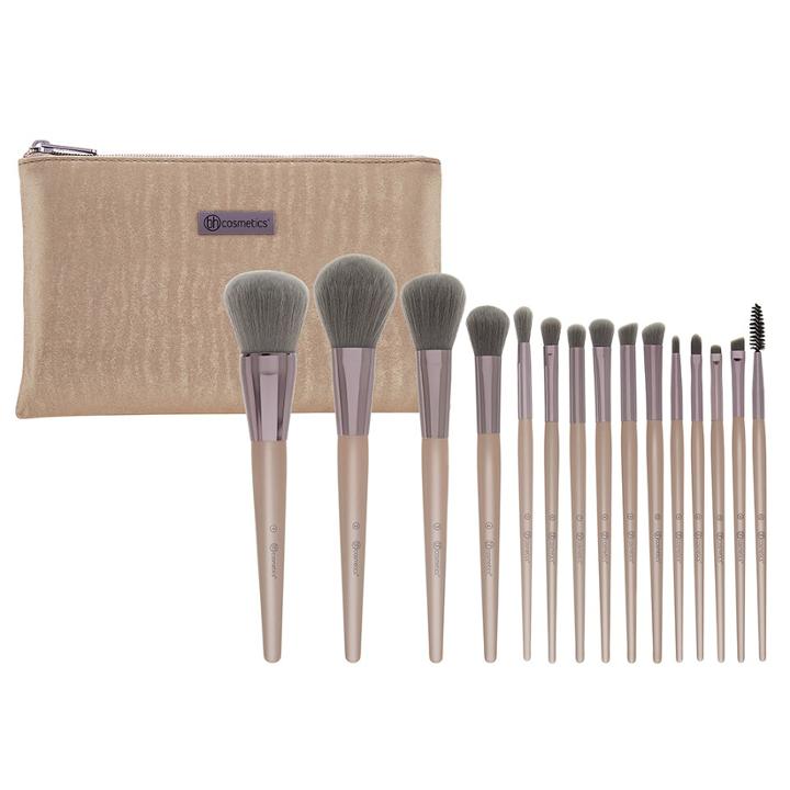 Bh Cosmetics Lavish Elegance - 15 Piece Brush Set With Cosmetic Bag