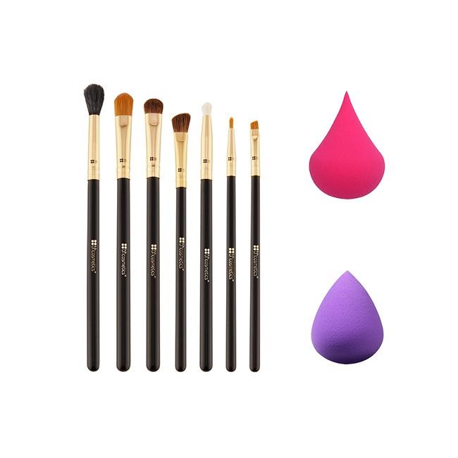 Bh Cosmetics Daily Deal - Eye Essential - 7 Piece Brush Set + Studio Pro Precision Sponge + Studio Pro Beauty Sponge