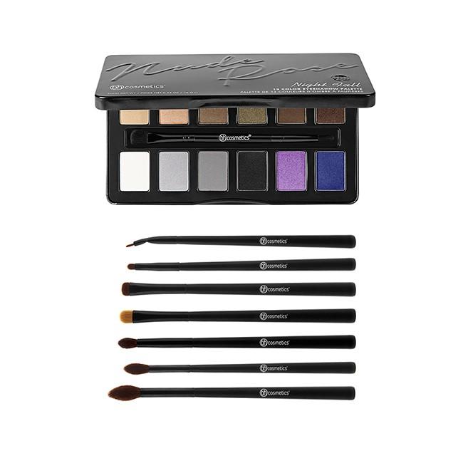 Bh Cosmetics Daily Deal - Nude Rose Night Fall 12 Color Eyeshadow Palette + Smokey Eye Essential - 7 Piece Brush Set