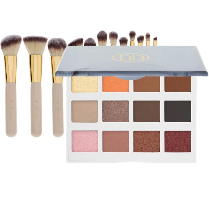 Bh Cosmetics Marble Collection - Warm Stone Palette + Studded Couture Brush Set
