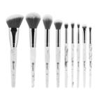 Bh Cosmetics White Marble - 9 Piece Brush Set With Angled Brush Holder