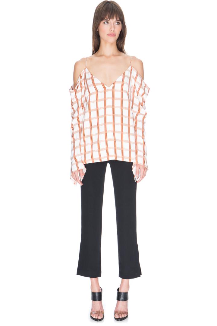 C/meo Collective Cold Shoulder Check Top Pink Check