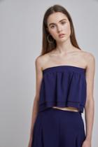 Finders Keepers Mason Strapless Crop Navy