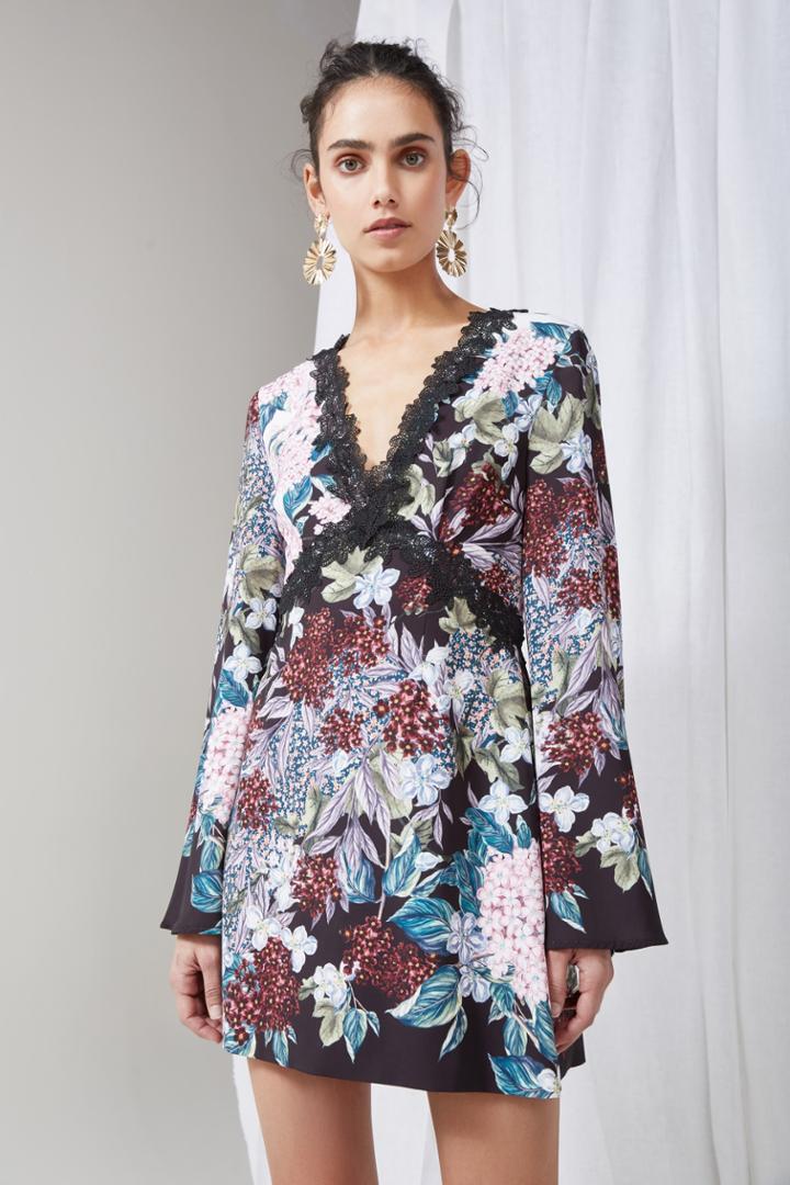 Keepsake Keepsake Lost Dreams Long Sleeve Mini Dress Multi Floralxxs, Xs,s,m,l