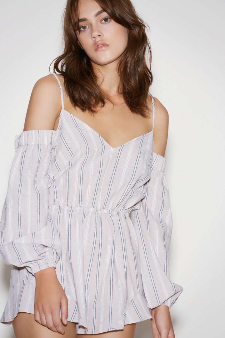 The Fifth Voyage Playsuit Sand W White
