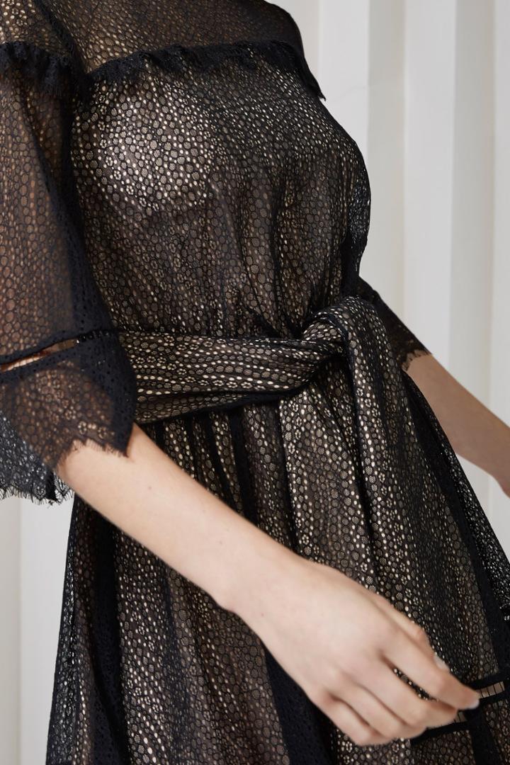 Keepsake Slide Lace Mini Dress Black