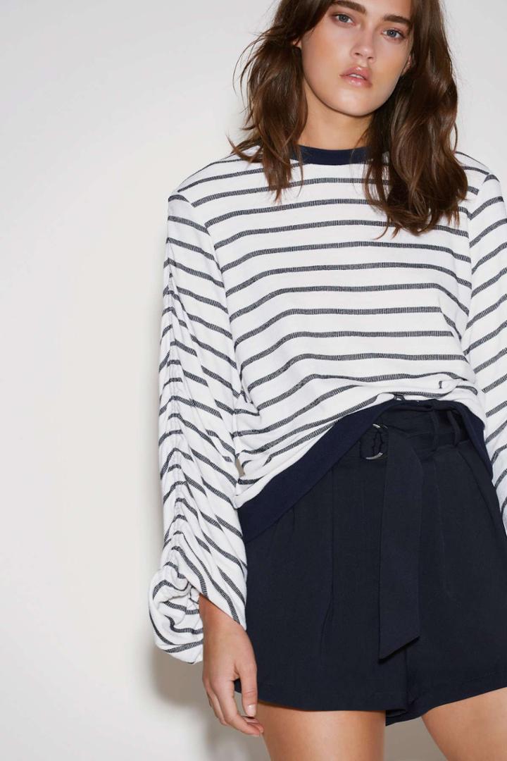 The Fifth Frisbee Stripe Jumper White W Navyxxs, Xs,s,m,l,xl