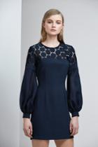 Keepsake Spectrum Long Sleeve Lace Mini Dress Navy