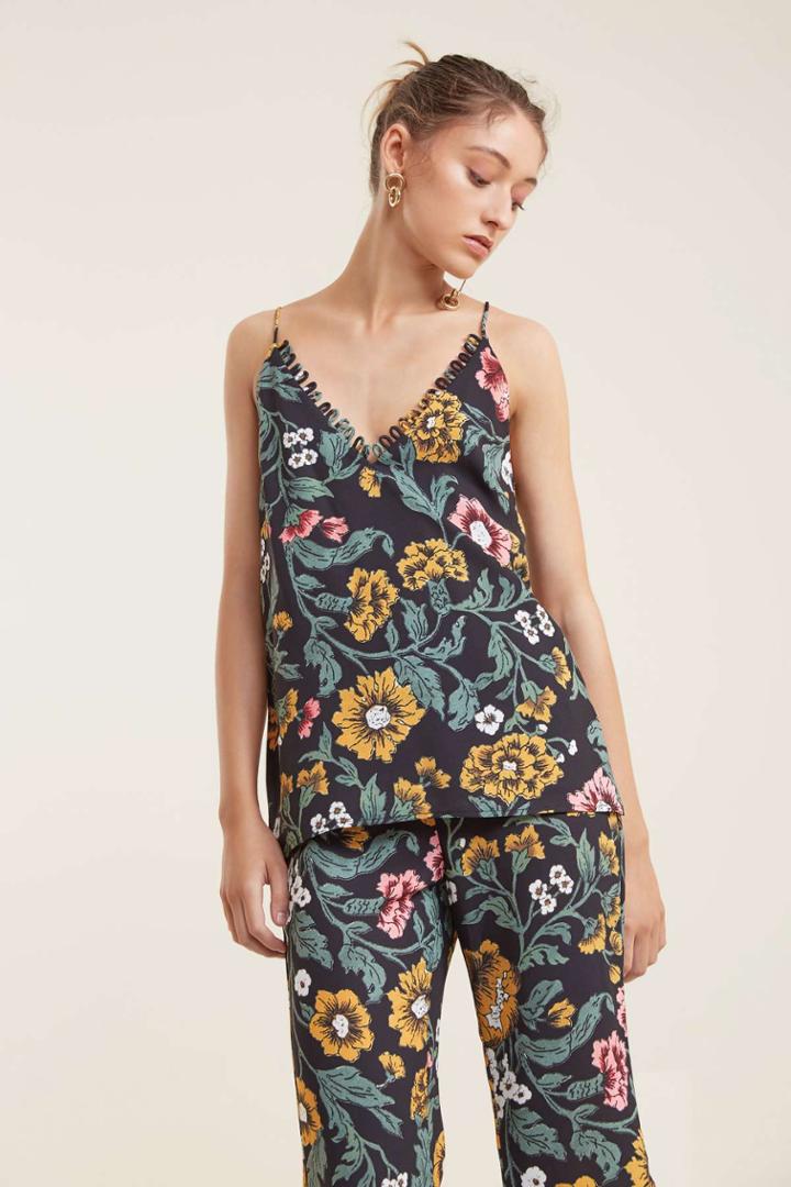 C/meo Collective Immerse Top Black Floralxs,l