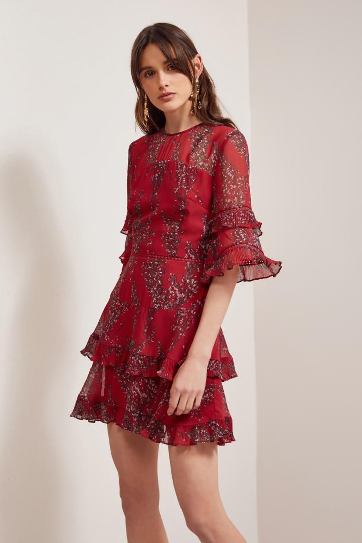 Keepsake Keepsake Light Up Mini Dress Red Wildflower Floral