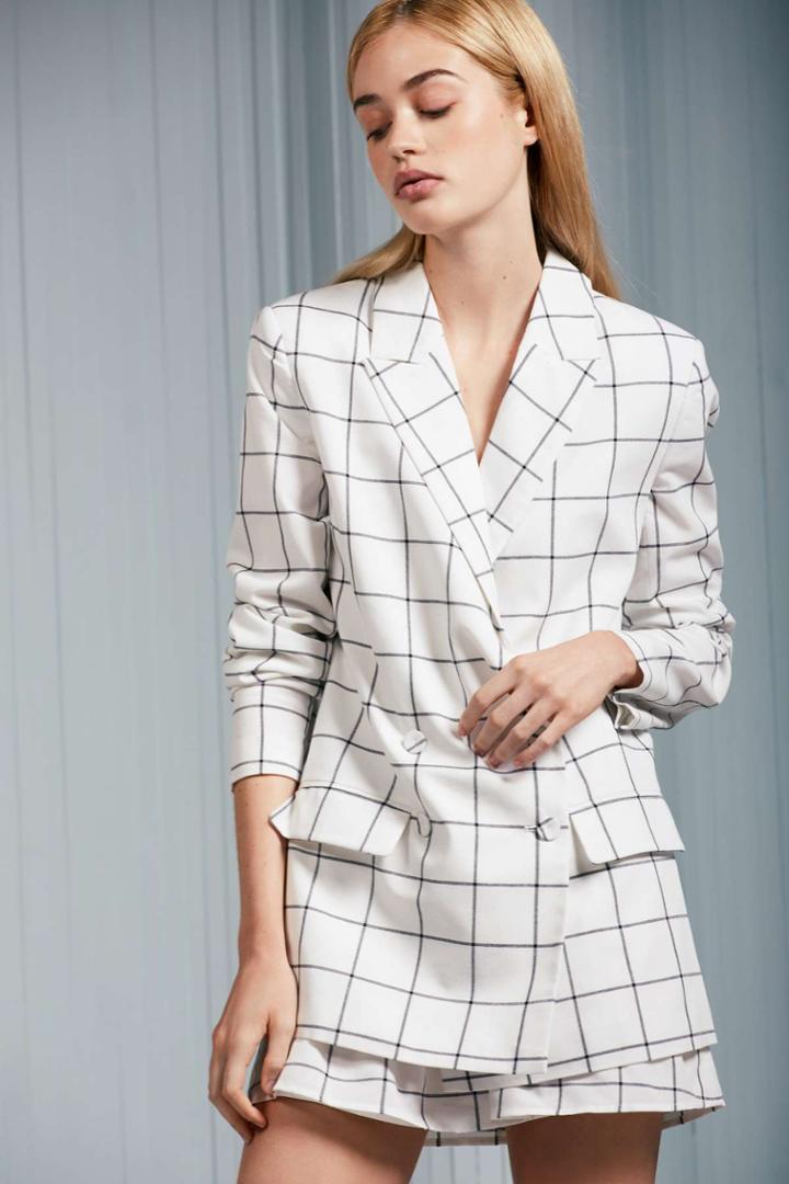 The Fifth Atticus Check Blazer White W Charcoalxxs, Xs,s,m,l,xl
