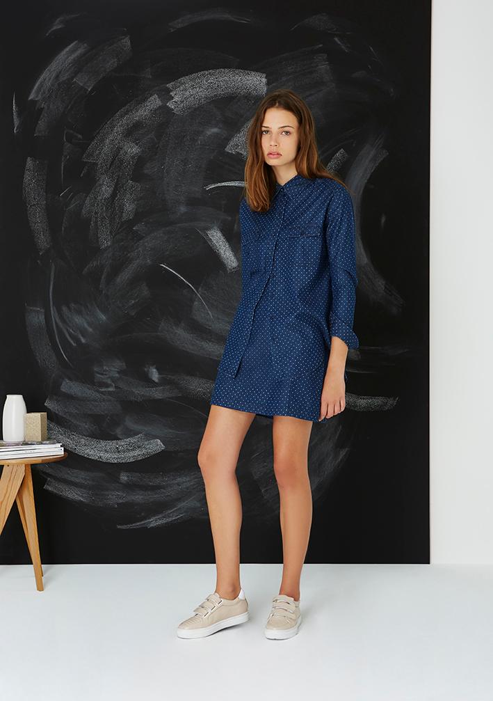 The Fifth The Fifth Let's Dance Shirt Chambray Polka Dot