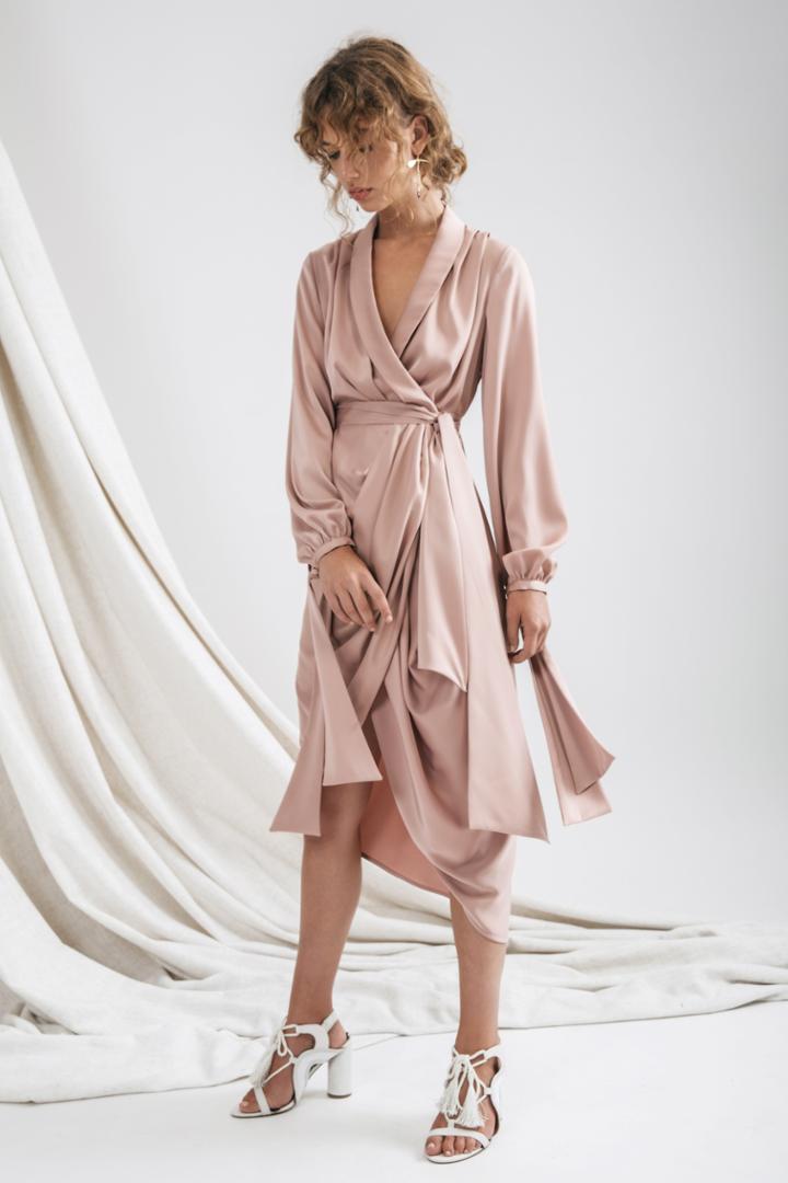 C/meo Collective Influential Long Sleeve Dress Sand