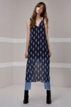 The Fifth The Fifth Lights Shine On Midi Dress Navy Floral Stamp Print
