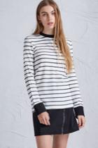 The Fifth The Fifth Three Days Long Sleeve Top White And Navy Stripe