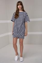 The Fifth Off Duty T-shirt Dress Navy And White Stripe