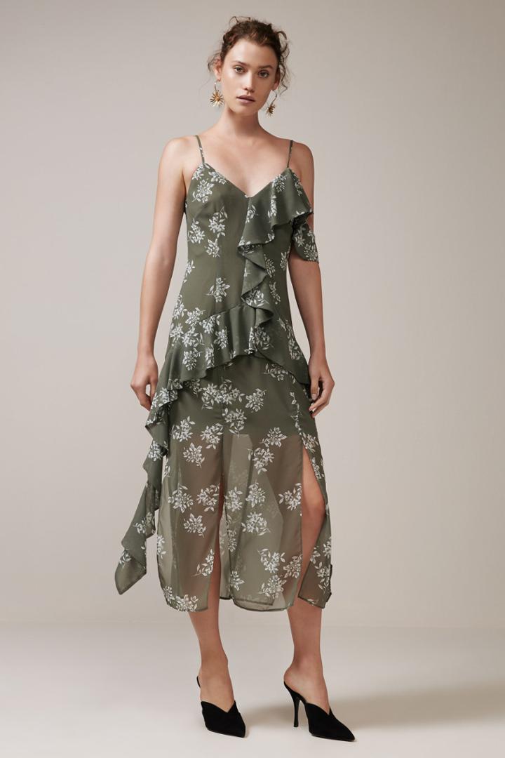 Keepsake Love Bound Midi Dress Sage Floral