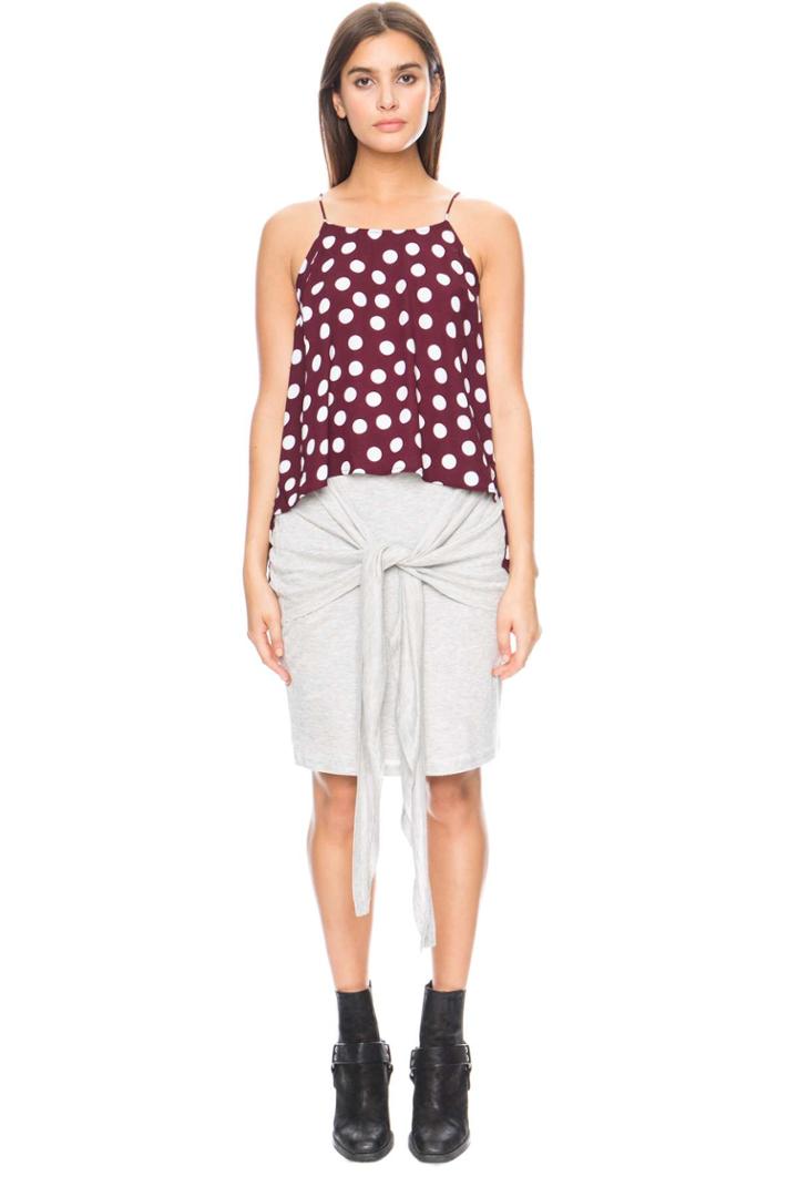 The Fifth Last Flight Out Top Burgundy And White Polka Dot