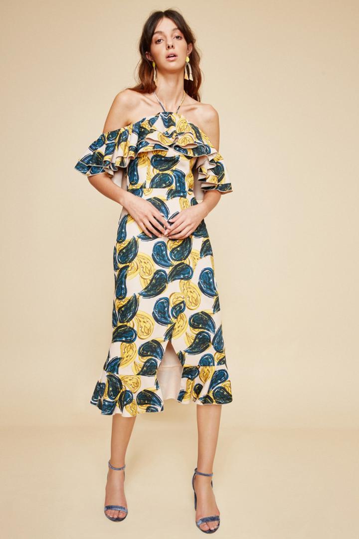 C/meo Collective C/meo Collective Temptation Midi Dress Blush Paisley