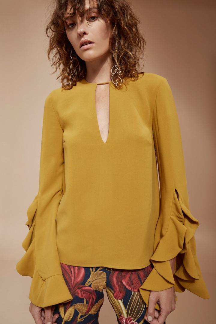 C/meo Collective Gossamer Long Sleeve Top Chartreuse