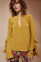 C/meo Collective Gossamer Long Sleeve Top Chartreuse