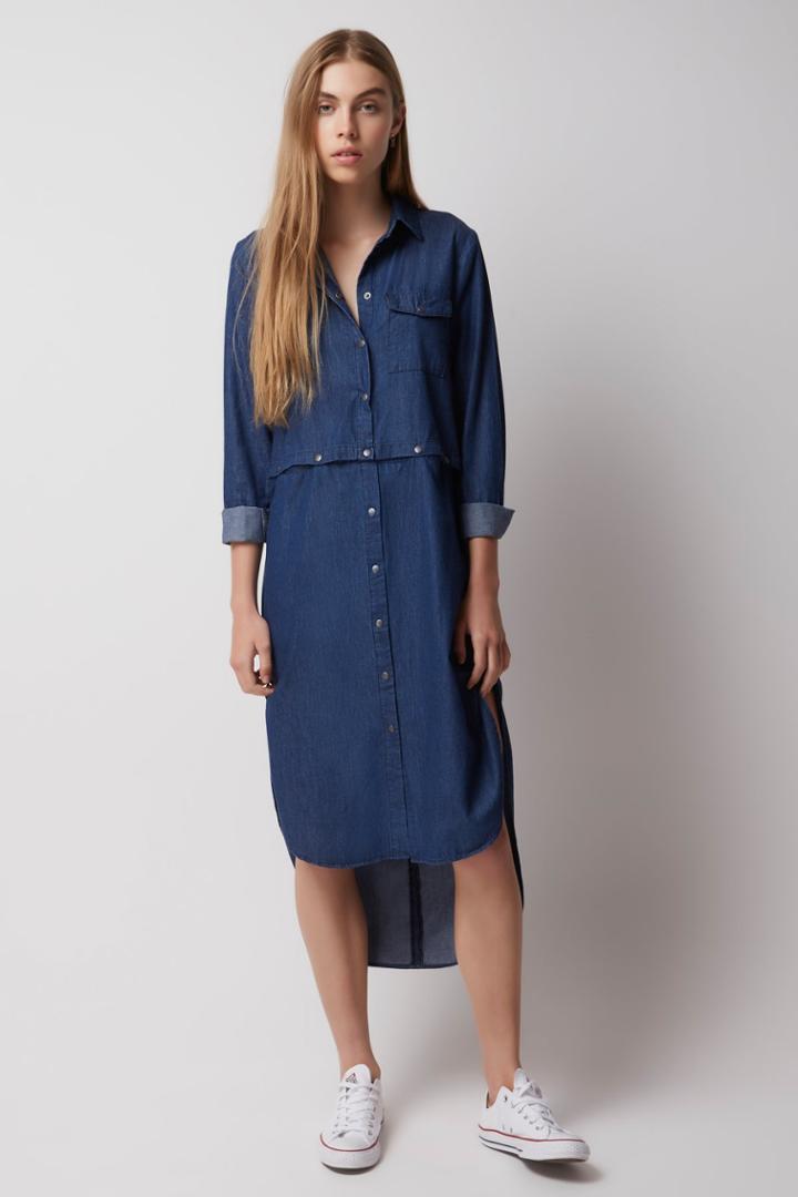 The Fifth The Fifth Moonlight Dreams Shirt Dress Washed Blue Chambray