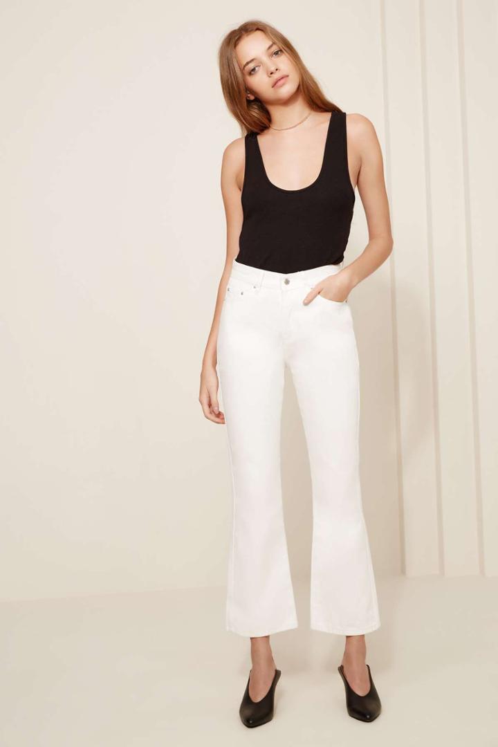 The Fifth Farrah Crop Flare Jean White Milkmaid