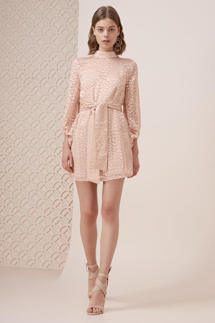 Keepsake Lovers Long Sleeve Mini Dress Nude